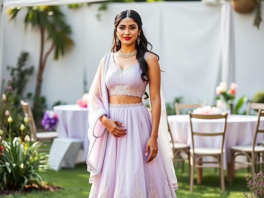 Contemporary ethnic wear styling  pastel lehenga