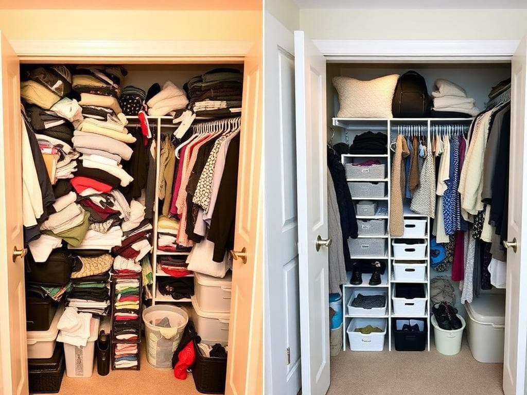 Professional wardrobe transformation and closet audit comparison
