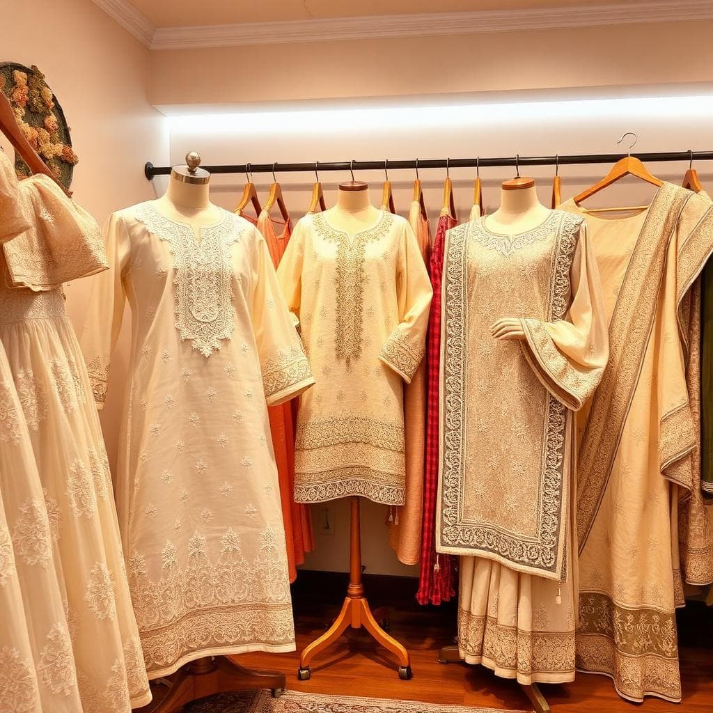 Authentic Chikankari kurtas and sarees in Lucknow boutique