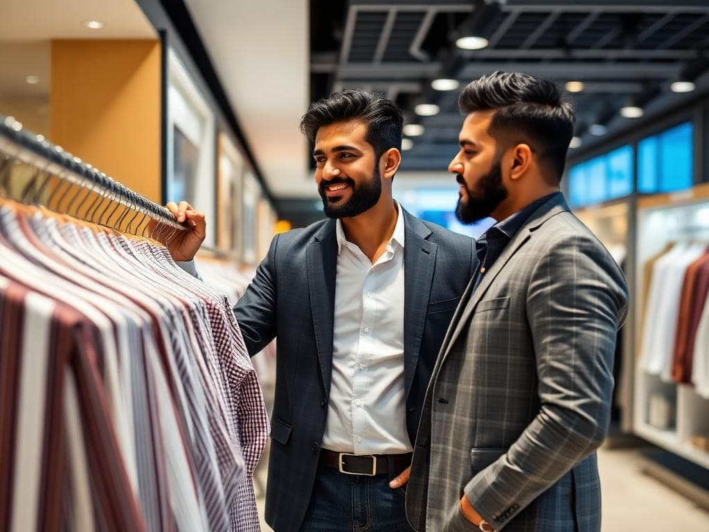 Man shopping with personal shopper at premium mall in Delhi