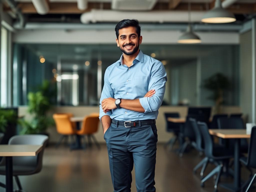 Professional with healthy glowing skin at workplace