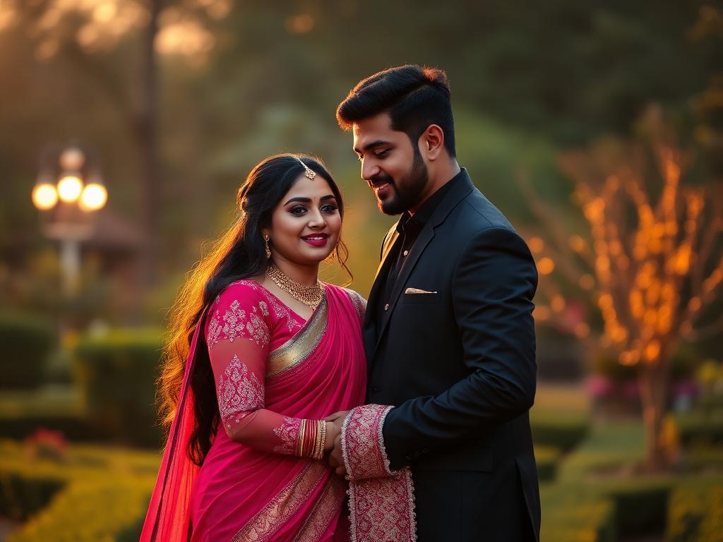 Pre-wedding photo shoot styling at golden hour